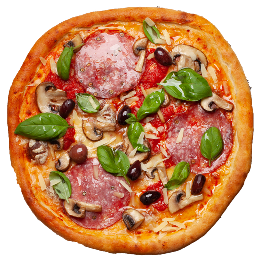 Rounded Italian Pizza with Pepperoni.